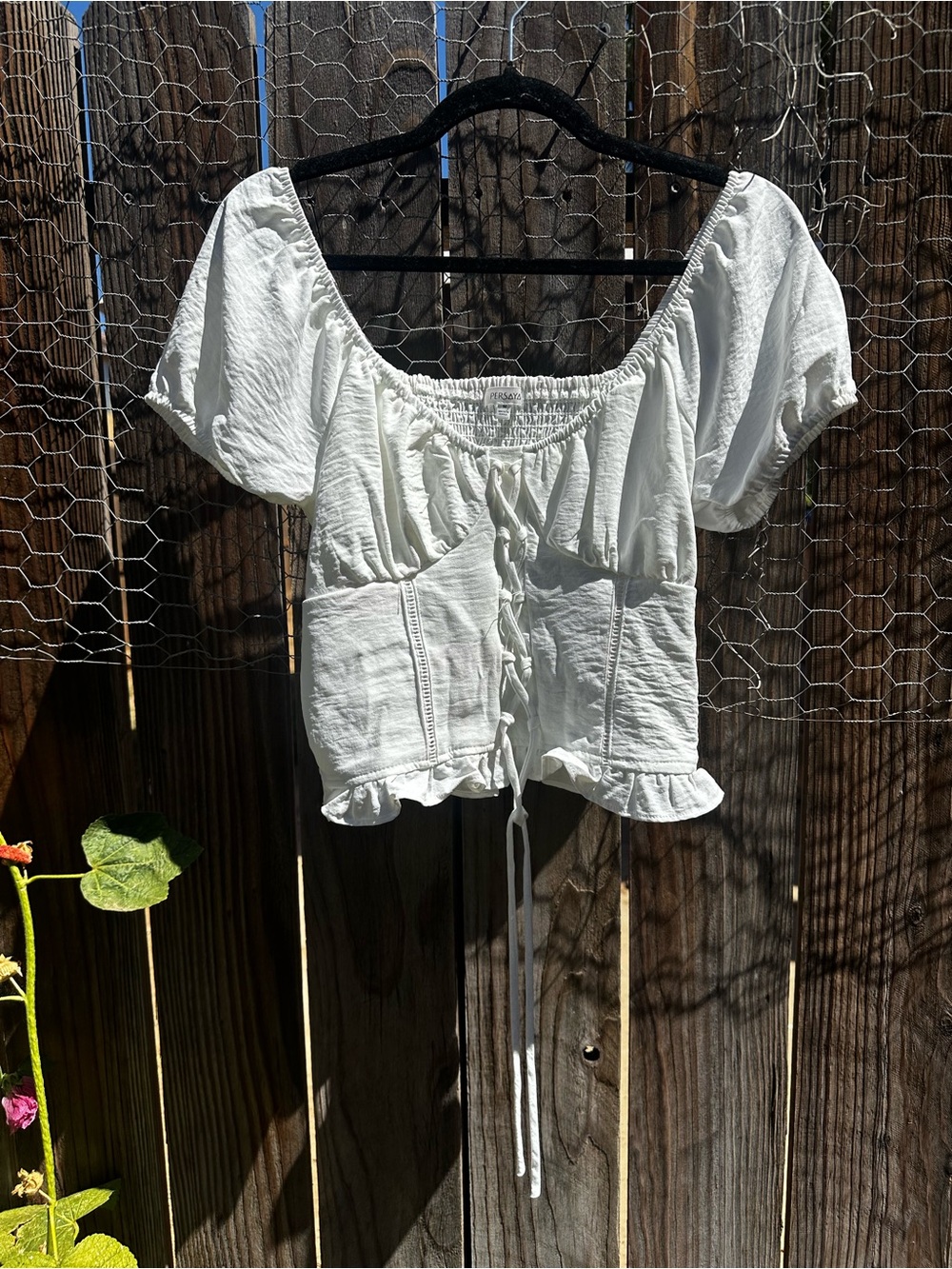 White Puff Sleeve Crop Top